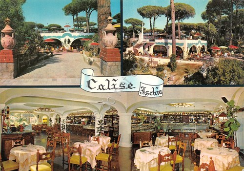 Cartolina Ischia Bar pasticceria Calise vedute varie 1968