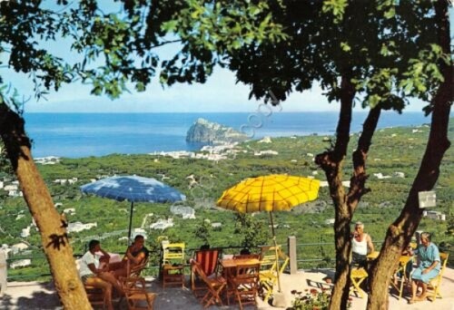 Cartolina Ischia Panorama 1965 terrazza animata