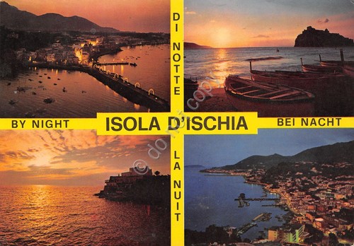 Cartolina Ischia vedute notturno 1975 (Napoli)