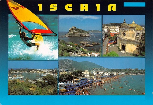 Cartolina Ischia vedute varie surf 1998 (Napoli)