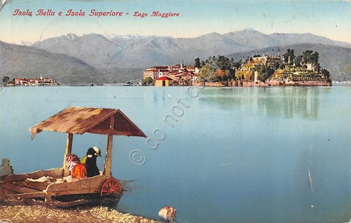 Cartolina Isola Bella e Isola Superiore illustrata 1927