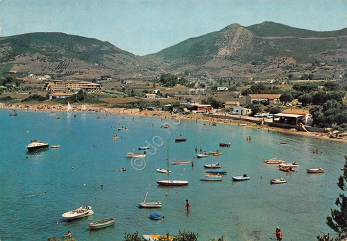 Cartolina Isola d'Elba Lacona spiaggia case barche anni '70