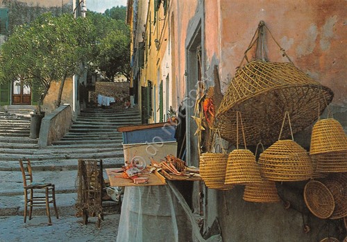 Cartolina Isola d' Elba Marina di Campo le scalinate cesti …