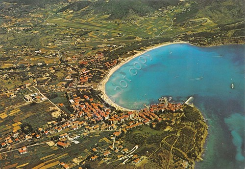 Cartolina Isola d'Elba Marina di Campo veduta aerea anni '70