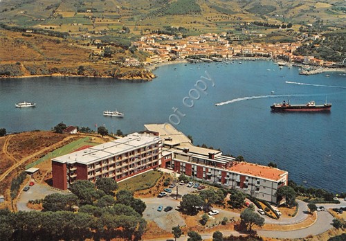Cartolina Isola d'Elba Porto Azzurro International Hotel panorama aereo anni …