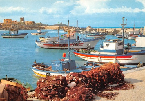 Cartolina Isola delle Femmine Porto peschereccio reti da pesca Anni …