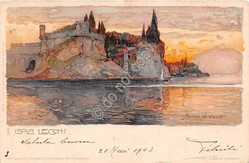 Cartolina Isola Lecchi Illustrata 1903