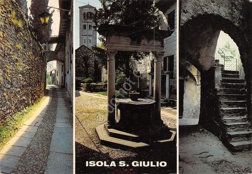 Cartolina Isola San Giulio vedute 1989 (Novara)