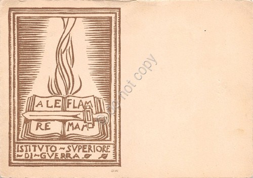 Cartolina Istituto Superiore di Guerra Alere Flammam Scoutismo anni '40