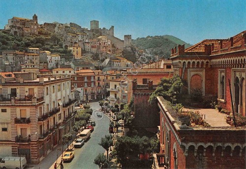 Cartolina Itri panorama città dall'alto vie edifici case anni '80