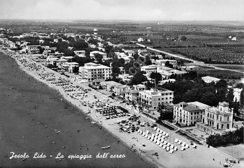 Cartolina Jesolo Lido Panorama aereo della spiaggia