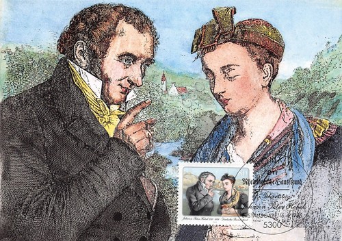 Cartolina Johann Peter Hebel timbro filatelico 1985