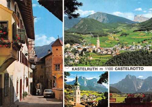Cartolina Kastekruth Castelrotto 4 vedute panorama via paese (Bolzano)