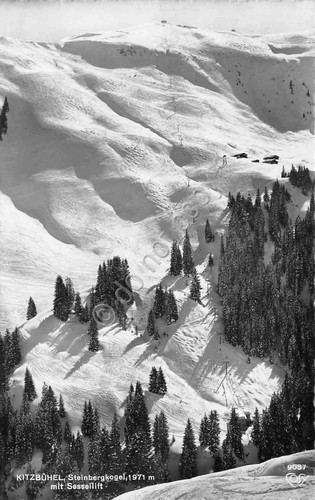 Cartolina Kitzbuhel Steinbergkogel mit Sessellift anni '50