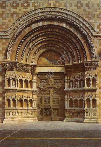 Cartolina L'Aquila Chiesa di Collemaggio Portale