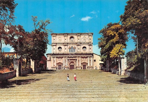 Cartolina L'Aquila degli Abruzzi Basilica S. Bernardino animata anni '60