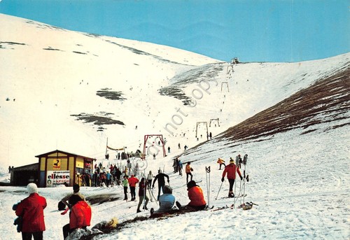 Cartolina L'Aquila Montecristo Impianti sportivi sci sciatori skilift 1973