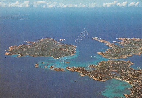 Cartolina La Maddalena Isole di Budelli panorama aereo