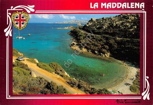 Cartolina La Maddalena panorama Cala Lunga dall'alto baia (Sassari)