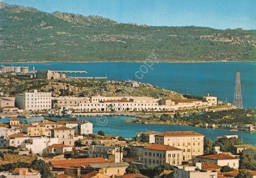 Cartolina La Maddalena panorama parziale case