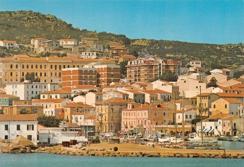 Cartolina La Maddalena panorama parziale case dal mare