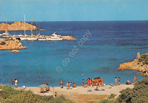Cartolina La Maddalena Porto Massimo spiaggia animata