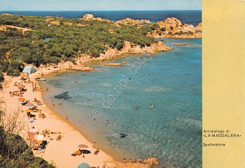 Cartolina La Maddalena Spalmatore spiaggia dall'alto