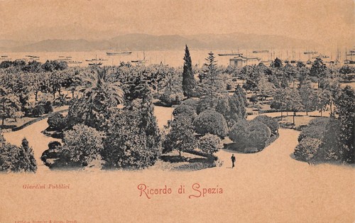 Cartolina La Spezia Giardini Pubblici animata