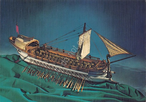 Cartolina La Spezia Museo Navale Modello Trireme Romana