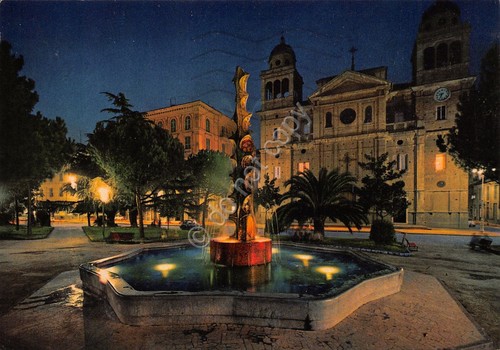 Cartolina La Spezia Piazza Brin Notturno1980