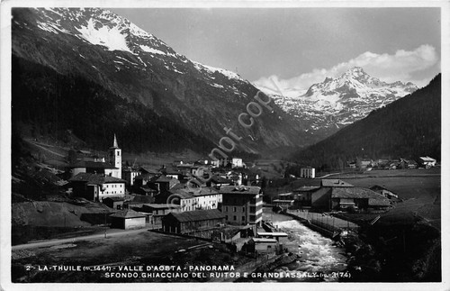 Cartolina La Thuile Panorama Ghiacciaio Ruitor anni '40 fotocartolina