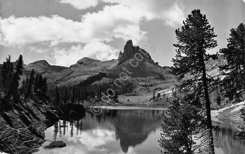 Cartolina Lago Becco di Mezzodì panorama Ed Ghedina (Belluno)