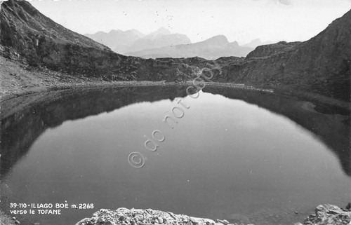 Cartolina Lago Boè verso le Tofane 1948 (Bolzano)