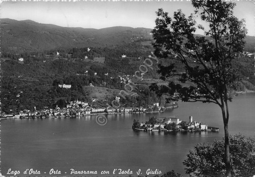 Cartolina Lago d'Orta panorama con Isola San Giulio