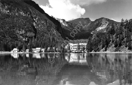 Cartolina Lago di Braies Hotel 1956 Ghedina