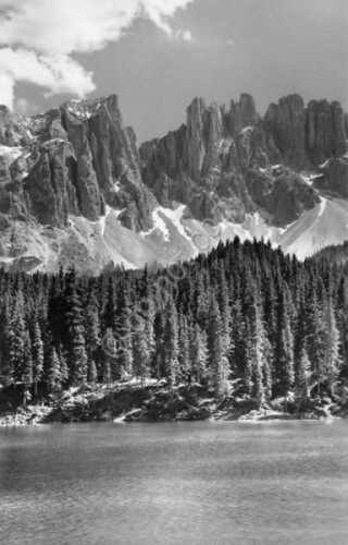 Cartolina Lago di Carezza con Latemar anni '50 Ed Ghedina …