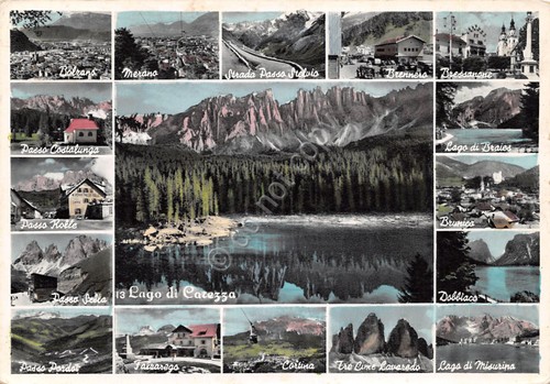 Cartolina Lago di Carezza Merano Dobbiaco varie vedute