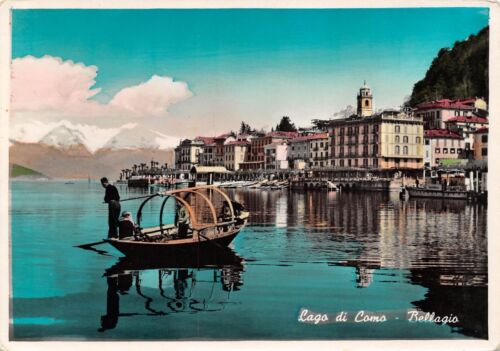 Cartolina Lago di Como Bellagio dal lago barca 1957