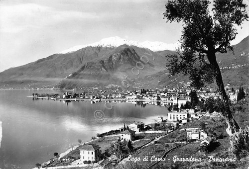 Cartolina Lago di Como Gravedona panorama anni '50
