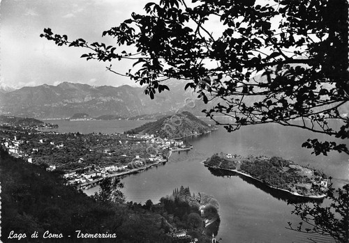 Cartolina Lago di Como Tremezzina panorama dall'alto 1958