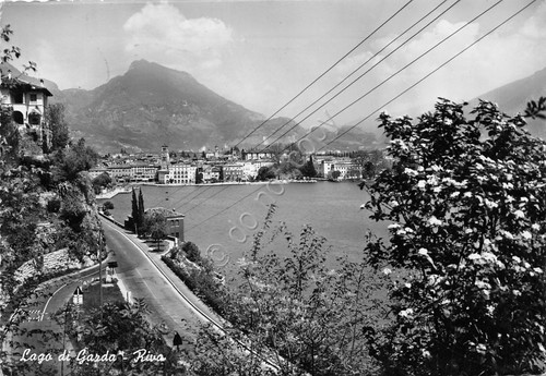 Cartolina Lago di Garda Riva panorama strada 1960