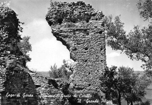 Cartolina Lago di Garda Sirmione Grotte di Catullo timbro Soprintendenza …