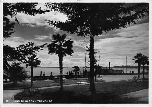Cartolina Lago di Garda timbro Desenzano vista al tramonto 1940