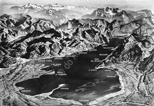 Cartolina Lago di Garda Torri di Benaco località lungolago e …