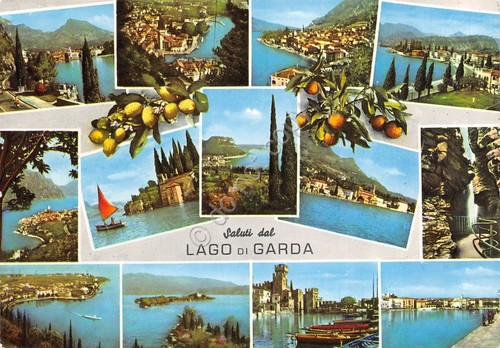 Cartolina Lago di Garda vedute varie località aranci limoni grafica …