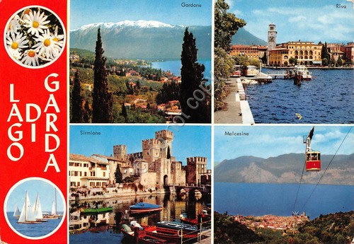 Cartolina Lago di Garda vedute varie Malcesine Gardone Riva Sirmione …