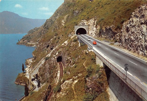 Cartolina Lago di Iseo La nuova strada 1969 (Brescia)