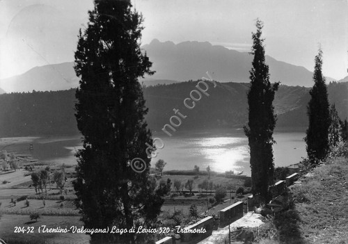 Cartolina Lago di Levico panorama 1954 (Trento)