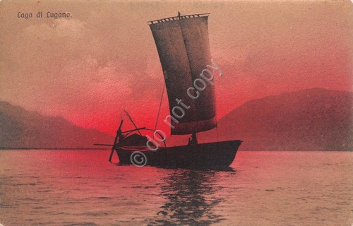 Cartolina Lago di Lugano illustrata Ed. Brummer