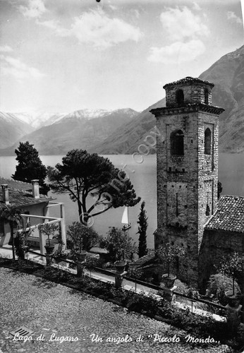 Cartolina Lago di Lugano panorama parziale 1951